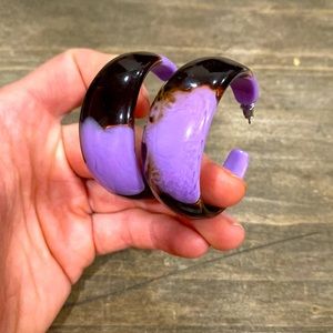 NWOT RESIN Purple Brown/Black Hoops